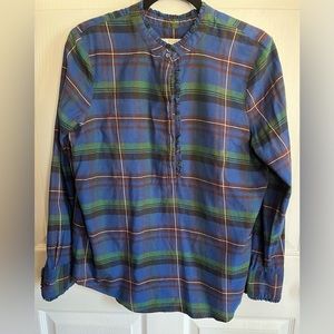 Hobbs London Women's Tartan Check Frill Collar Button-Up Shirt | US10